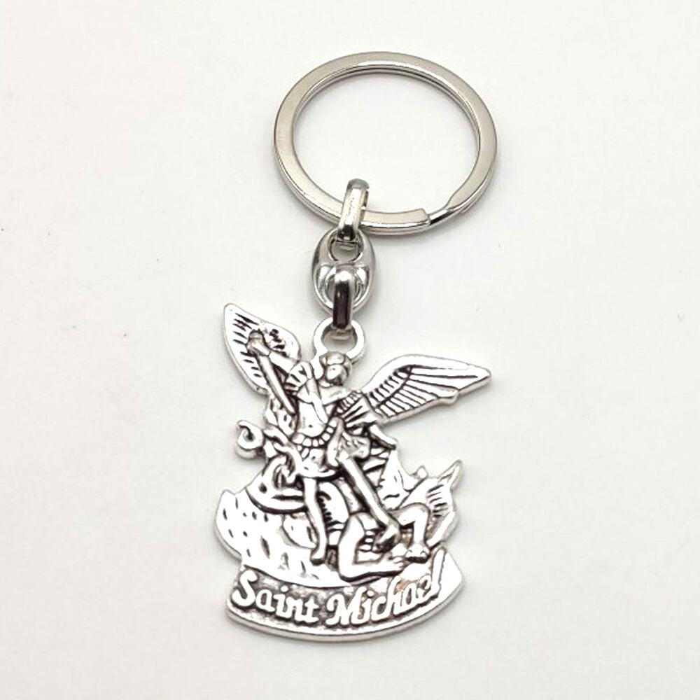 Archangel Saint Michael Keychain Stainless Christian Catholic Faith Birthday NEW